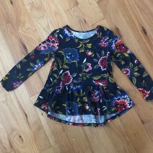 Girls peplum floral long sleeve tee